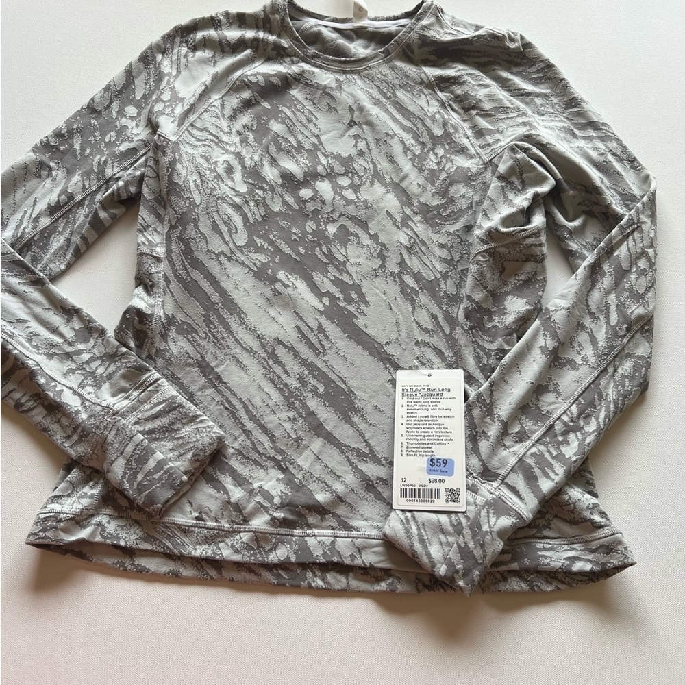 Lululemon It’s Rulu Run Long Sleeve Jacquard Size 12 Liquidize Camo (E5)